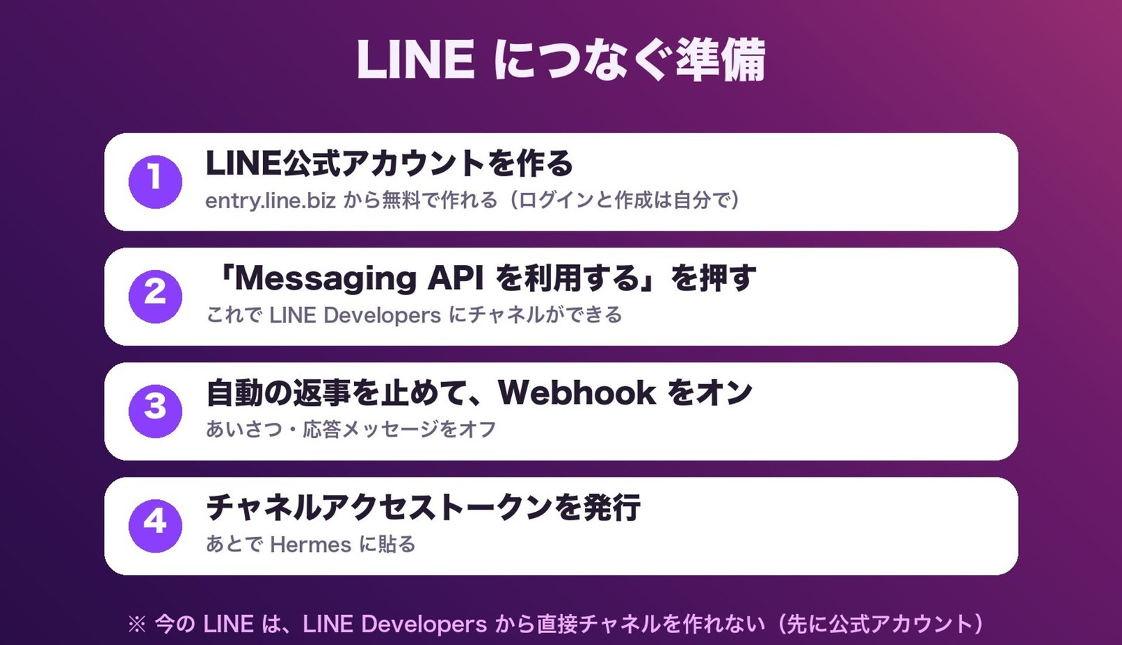 LINE につなぐ準備は4つ
