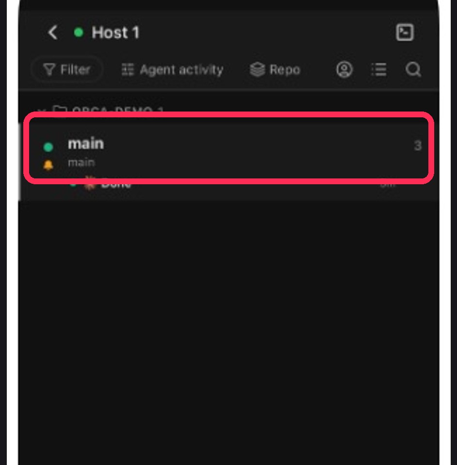 「main」をタップ