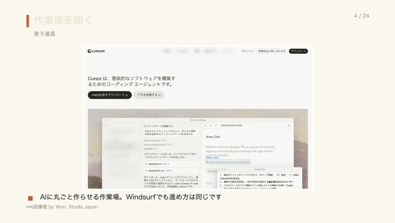 作業場を開く